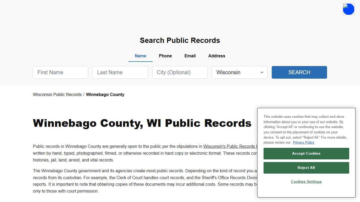 Winnebago County, WI Public Court, Arrest and Inmate Records - ThePublicIndex